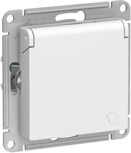 Розетка с заземлением без рамки Systeme Electric AtlasDesign 1-м. крышка шторки белый картинка